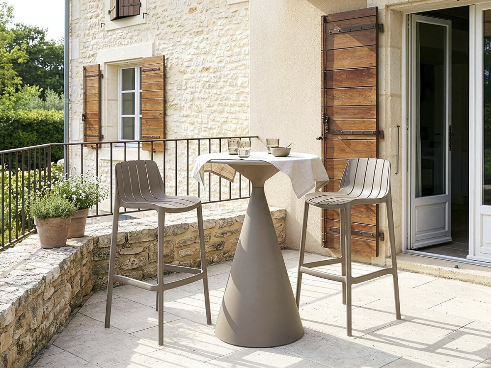 Set of 2 "Vaena" stacking garden high chairs - Taupe
