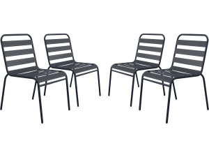 Set of 4 stackable metal garden chairs "Bilbao" - Grey
