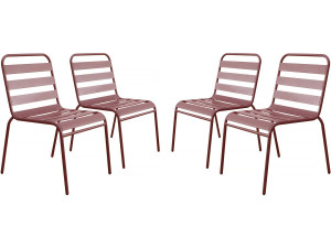Set of 4 stackable metal garden chairs "Bilbao" - Terracotta