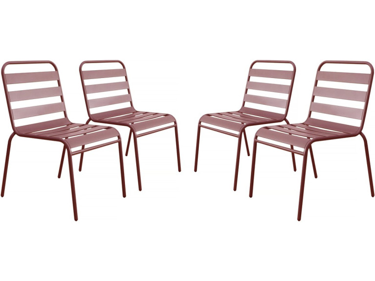 Set of 4 stackable metal garden chairs "Bilbao" - Terracotta