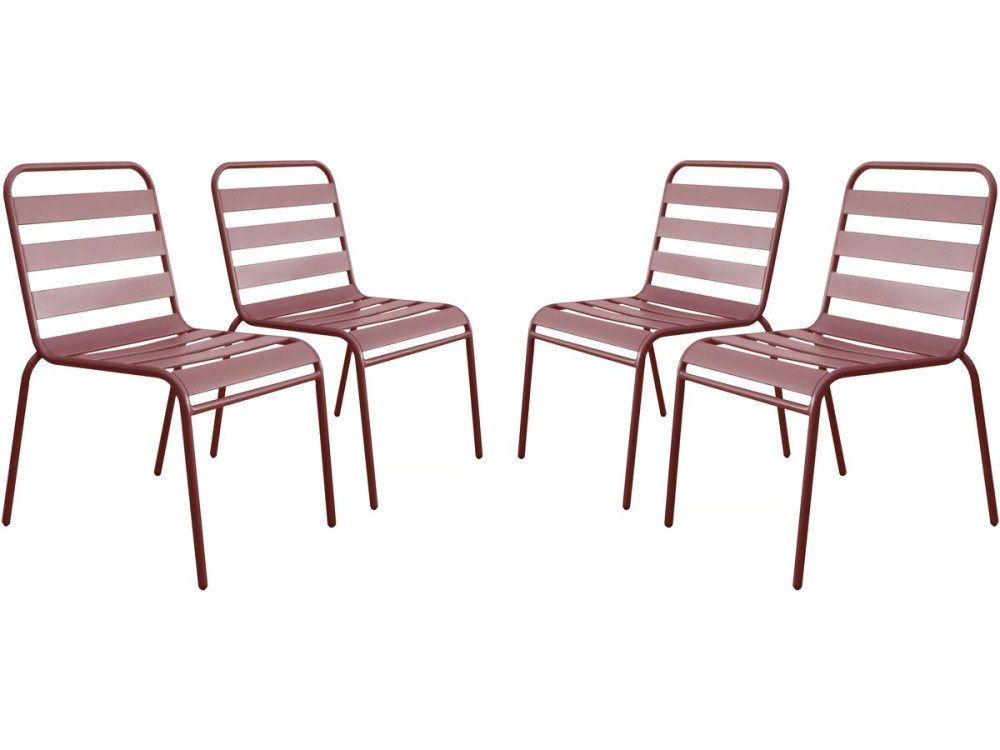 Set of 4 stackable metal garden chairs "Bilbao" - Terracotta