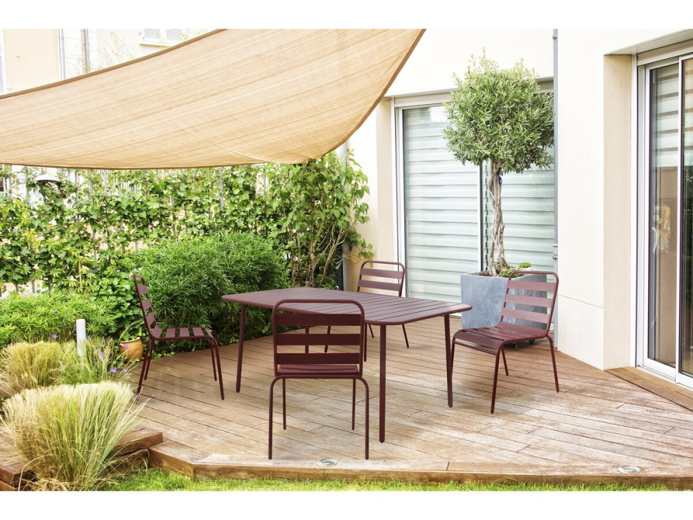 Set of 4 stackable metal garden chairs "Bilbao" - Terracotta