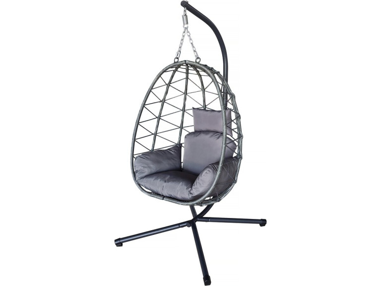 Cosi" rattan egg chair - 99 x 92 x 194 cm - Grey