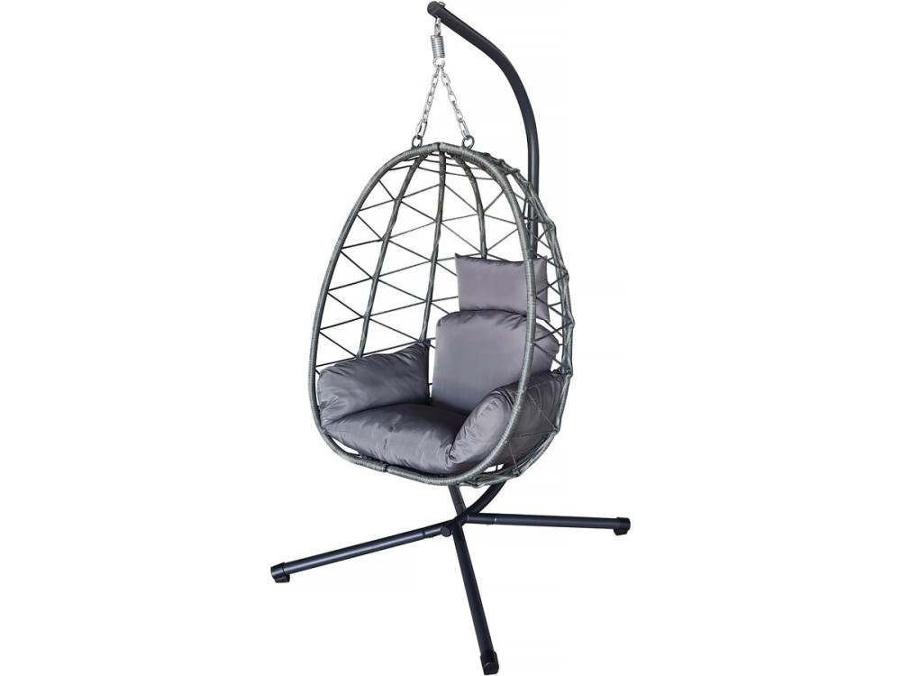 Cosi" rattan egg chair - 99 x 92 x 194 cm - Grey