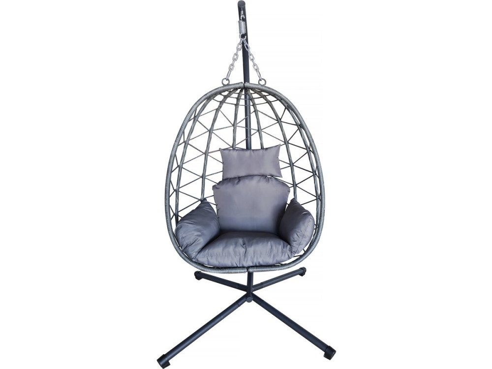 Cosi" rattan egg chair - 99 x 92 x 194 cm - Grey