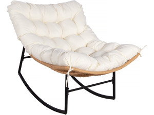 Papasan rocking chair with indoor/outdoor cushion "Papaya" - Beige