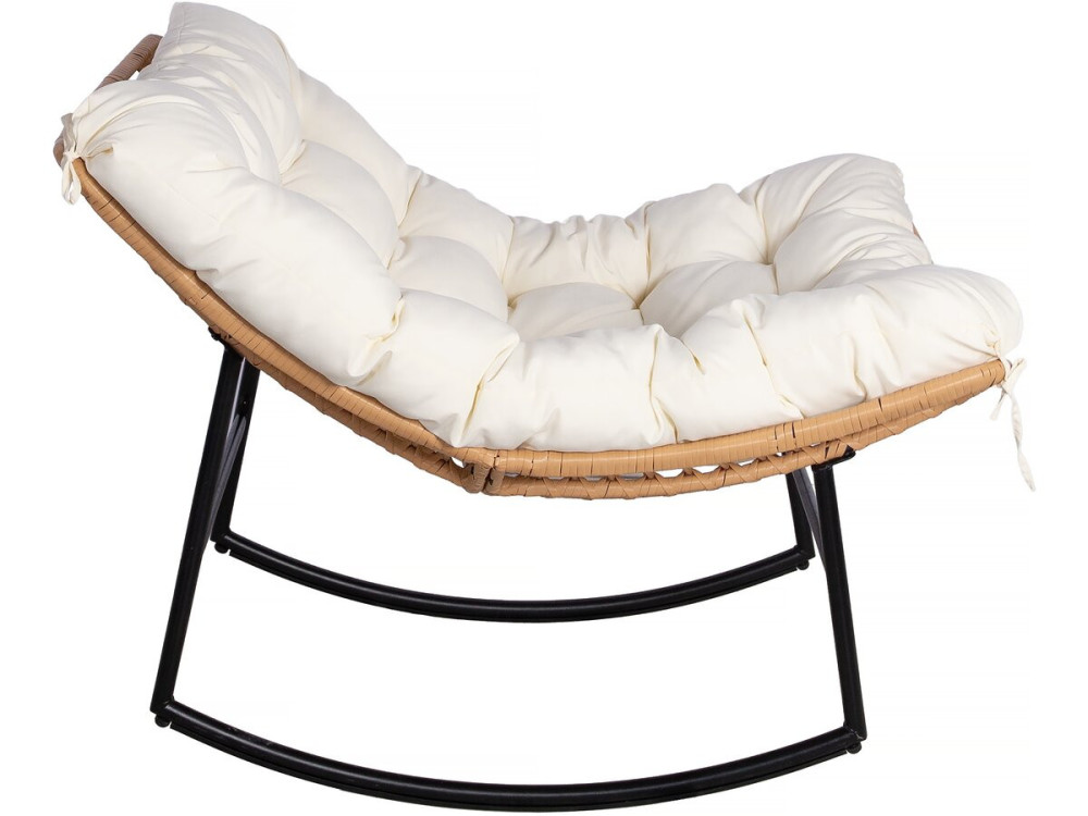 Papasan rocking chair with indoor/outdoor cushion "Papaya" - Beige