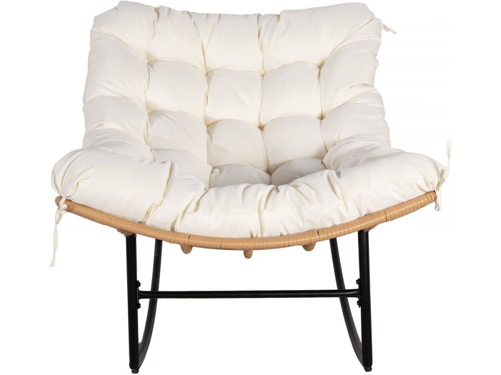 Papasan rocking chair with indoor/outdoor cushion "Papaya" - Beige