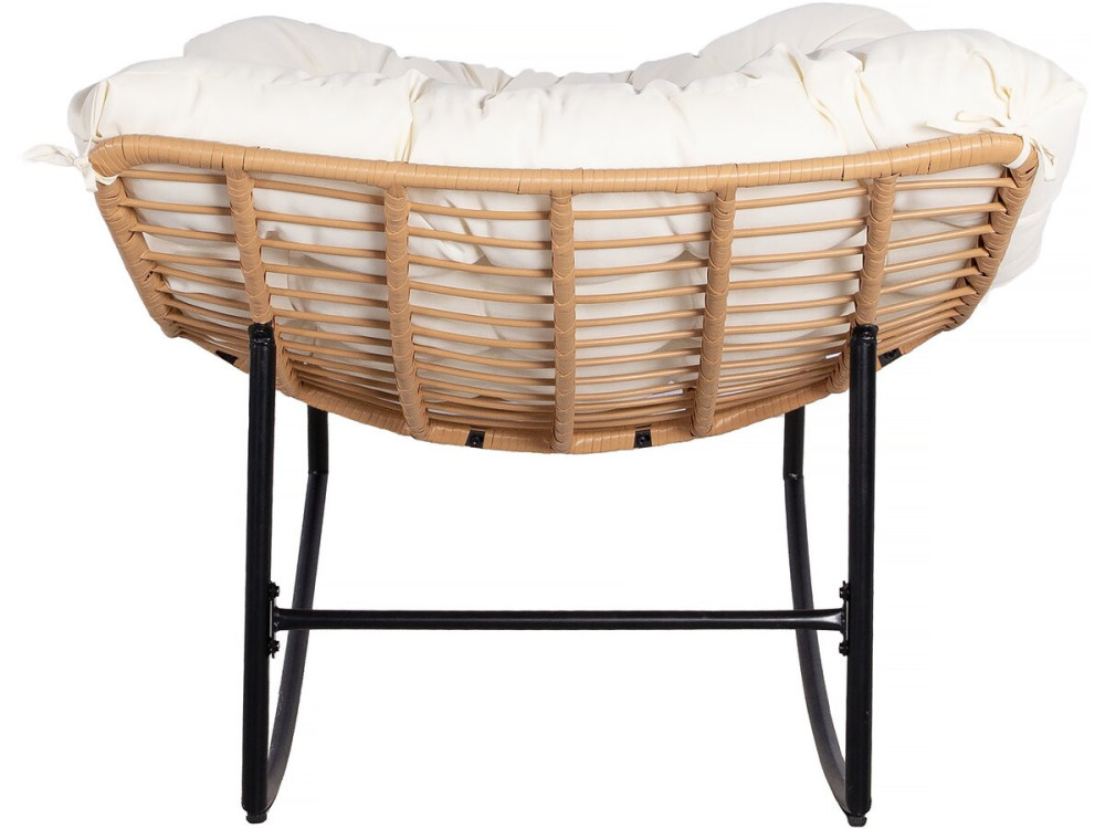 Papasan rocking chair with indoor/outdoor cushion "Papaya" - Beige
