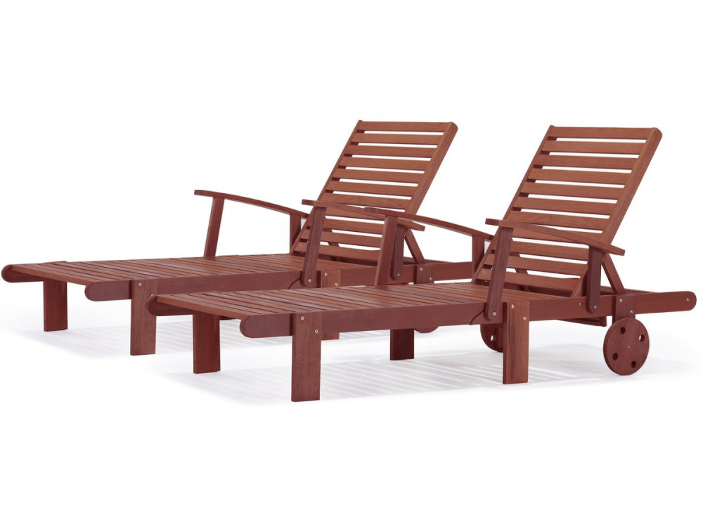 Set of 2 Exotic Wooden foldable Sunbathing Lounge Tokyo - Mahogany- Mahogany-Brown -