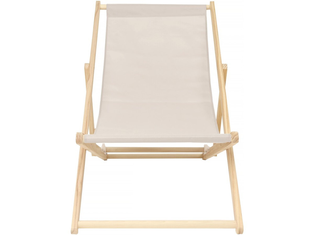 Set of 2 "Chilienne" wooden deckchairs - 107 x 56.5 x 81 cm - Ecru