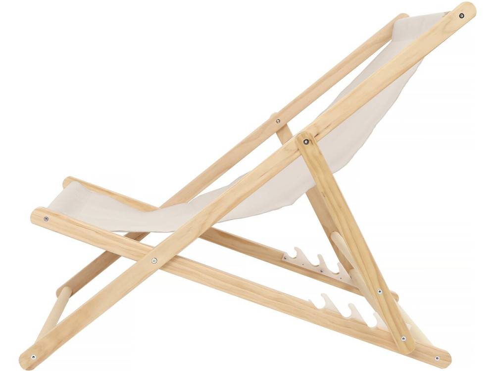 Set of 2 "Chilienne" wooden deckchairs - 107 x 56.5 x 81 cm - Ecru
