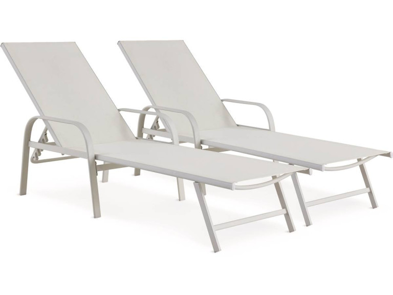 Set of 2 "Farniente" metal sun loungers - White