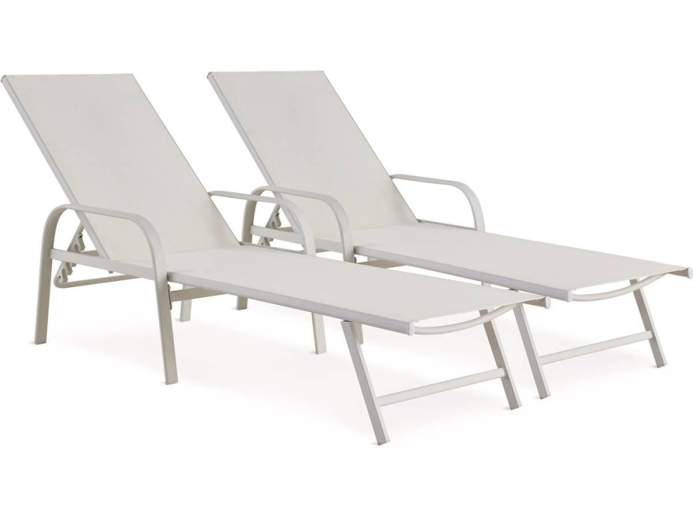 Set of 2 "Farniente" metal sun loungers - White