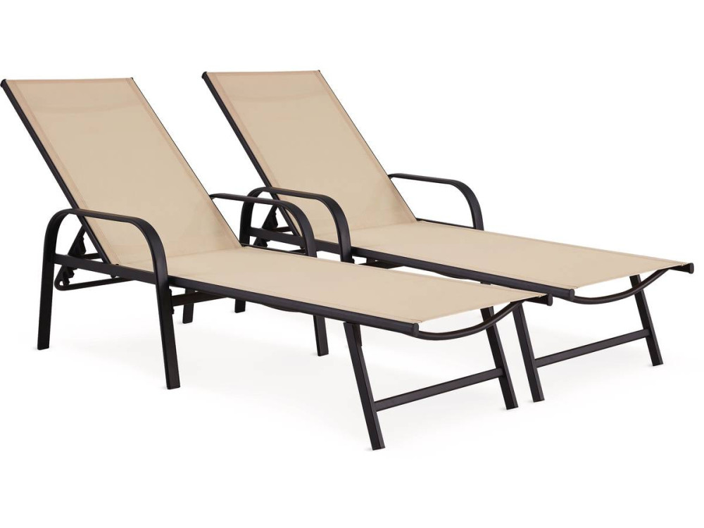 Set of 2 "Farniente" metal sun loungers - Beige