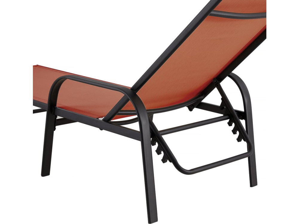 Set of 2 "Farniente" metal sunbeds with armrests - Terracotta