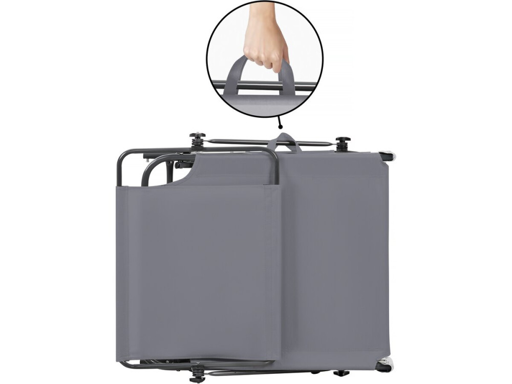 Lazy" folding sunlounger - With sunshade - Grey
