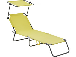 Lazy" folding sunlounger - With sunshade - Yellow