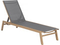 Elysia" aluminium sunlounger in wood effect - Light grey - Anthracite
