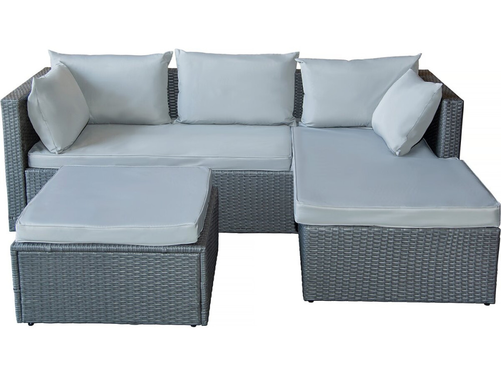 Diya" 3 seater low garden furniture set in woven resin - Light grey
