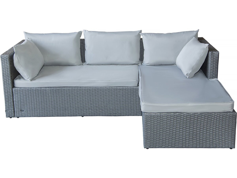 Diya" 3 seater low garden furniture set in woven resin - Light grey
