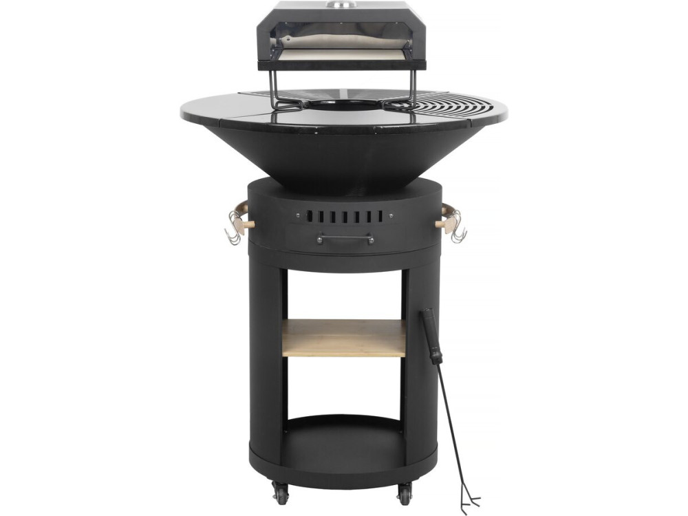 Barbecue plancha brazier with pizza oven "César premium"- Ø 81 cm - Black