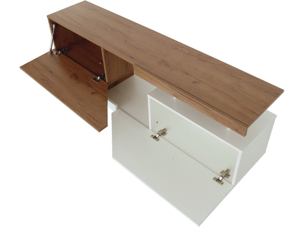 Ceelias TV cabinet - 160 x 35 x 46 cm - White/Dark Brown