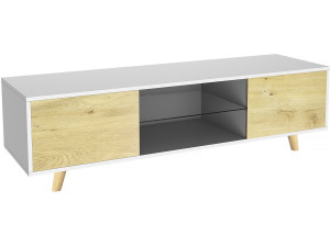 Inna LED TV cabinet - 140 x 42 x 45 cm - White/Oak
