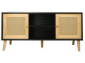 Scandinavian TV cabinet in wickerwork "Iguana" - 120 x 30 x 56.5 cm - Black - Black