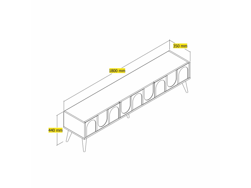 Meuble TV en bois "Lyon" - 180 x 35 x...