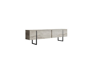 Luxe" wooden TV stand - 180 x 30 x 50 cm - TravertineBlack