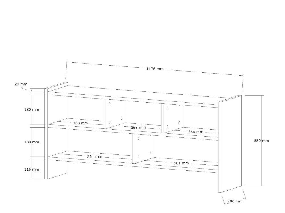 Pera" wooden TV stand - 117 x 28 x 55...