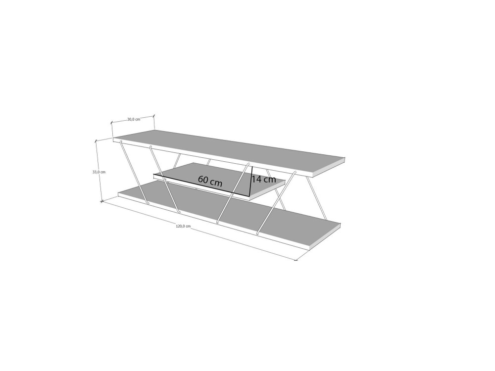 Canaz" wooden TV stand - 120 x 30 x...