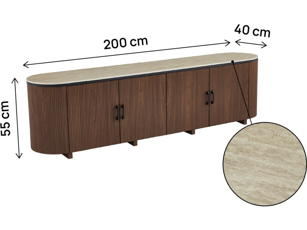 Portofino" oval wooden sideboard -...