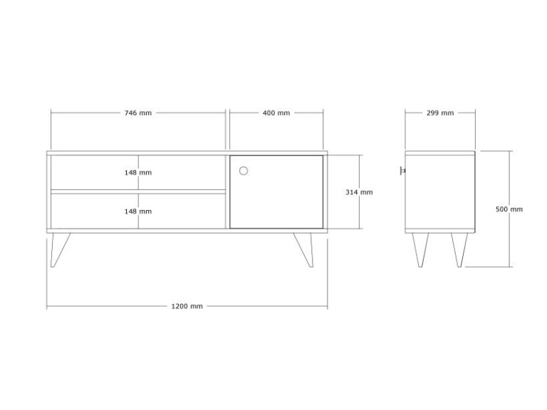 Jena" wooden TV stand - 120 x 29 x 50...