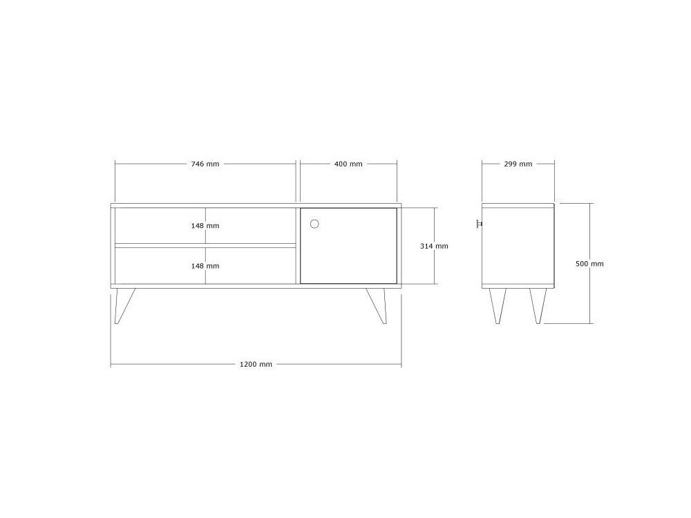 Jena" wooden TV stand - 120 x 29 x 50...