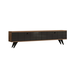Alberi" wooden TV stand - 160 x 25 x 35 cm - Charcoal grey