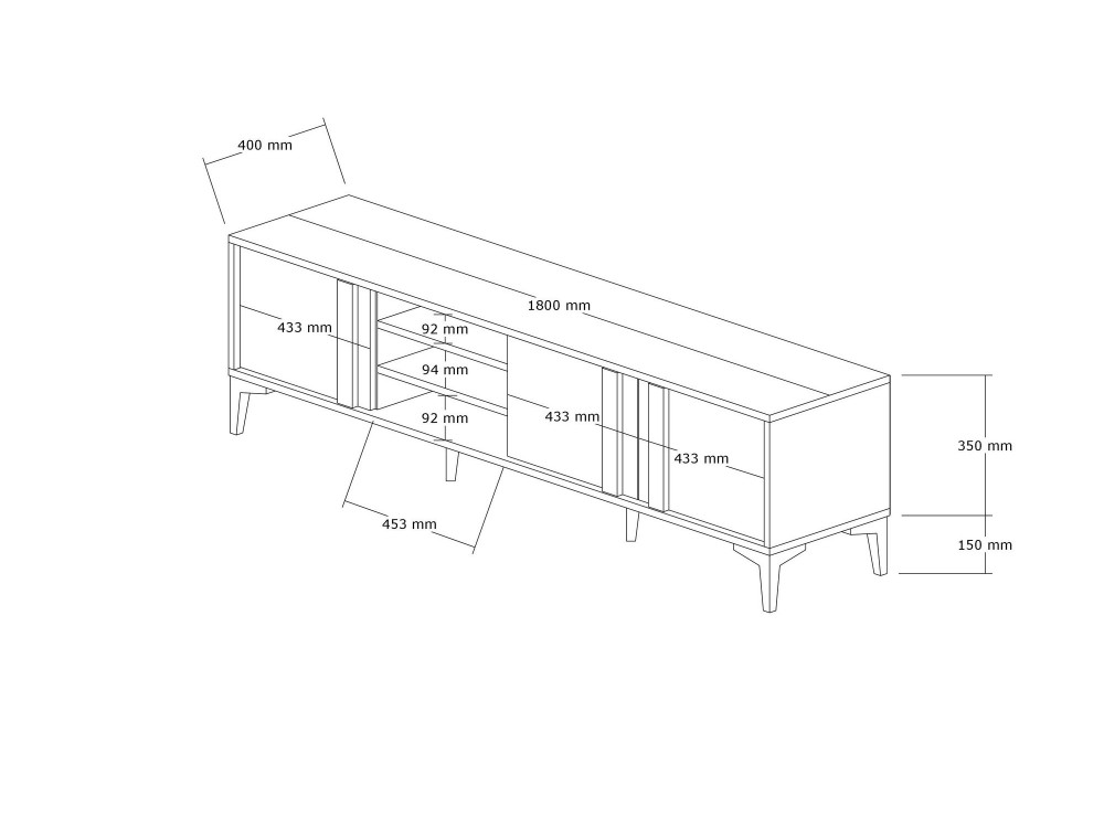 Mengu" wooden TV stand - 180 x 40 x...