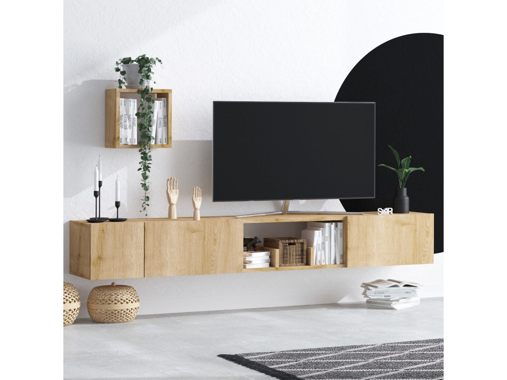 Avior" wooden TV stand with wall...
