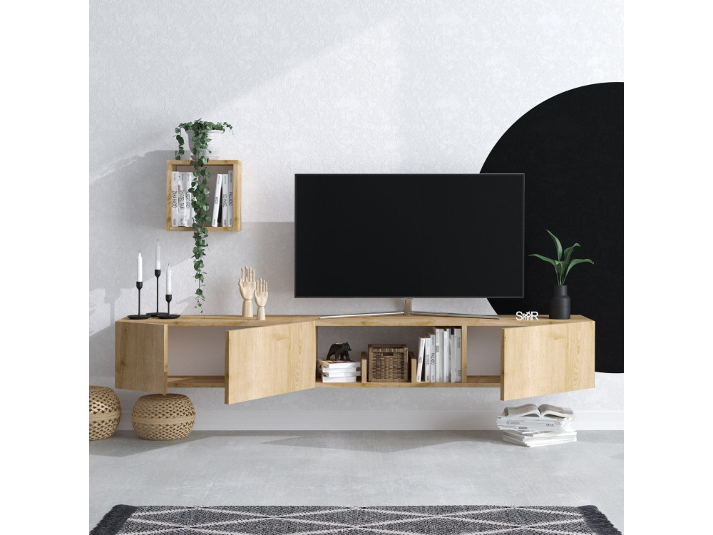 Avior" wooden TV stand with wall...