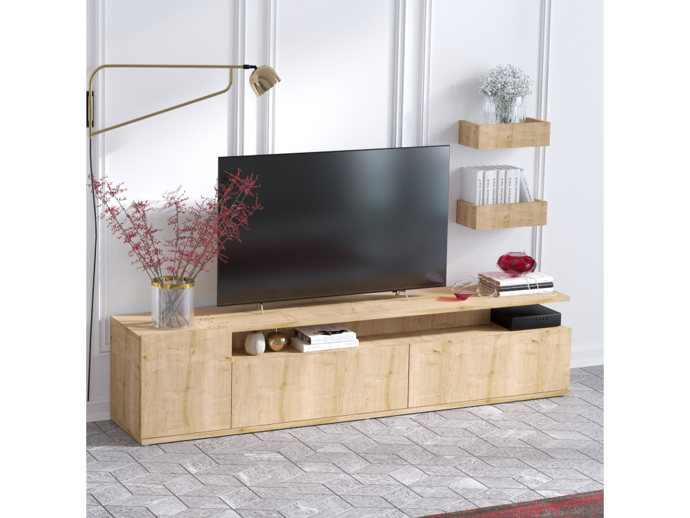 Alika" wooden TV stand - 180 x 35 x...