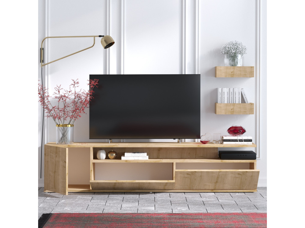 Alika" wooden TV stand - 180 x 35 x...