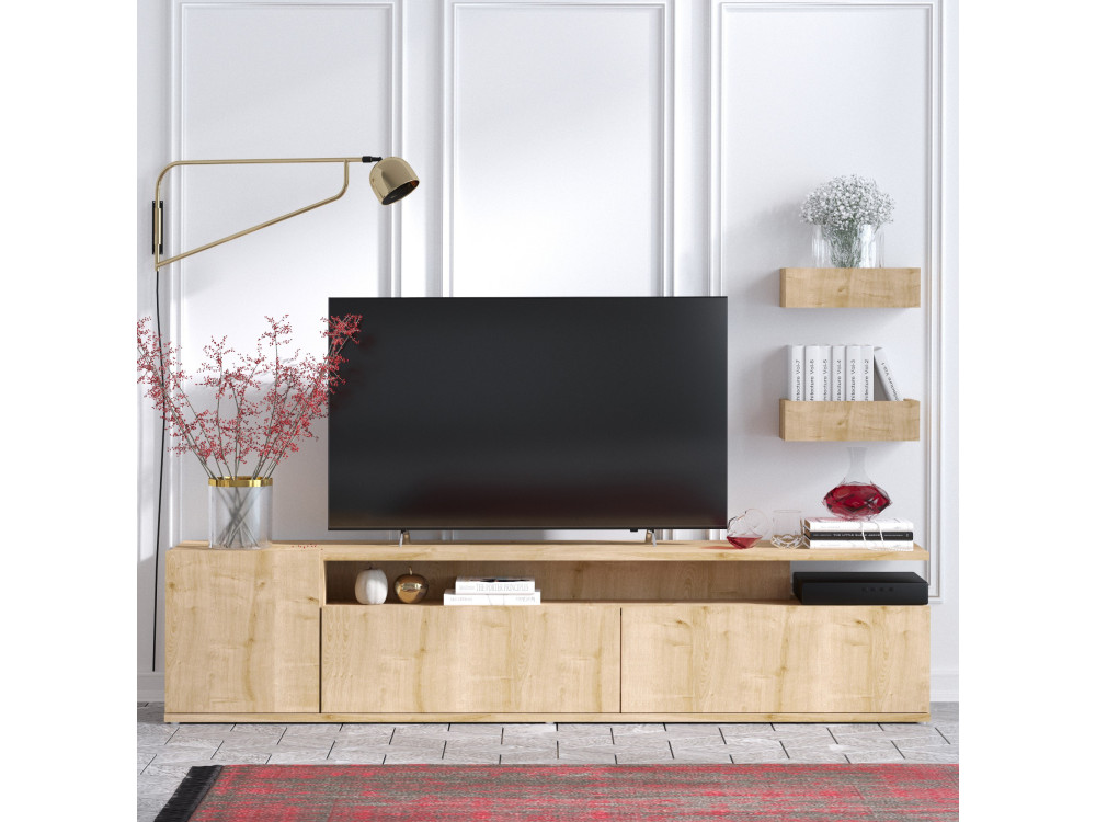 Alika" wooden TV stand - 180 x 35 x...
