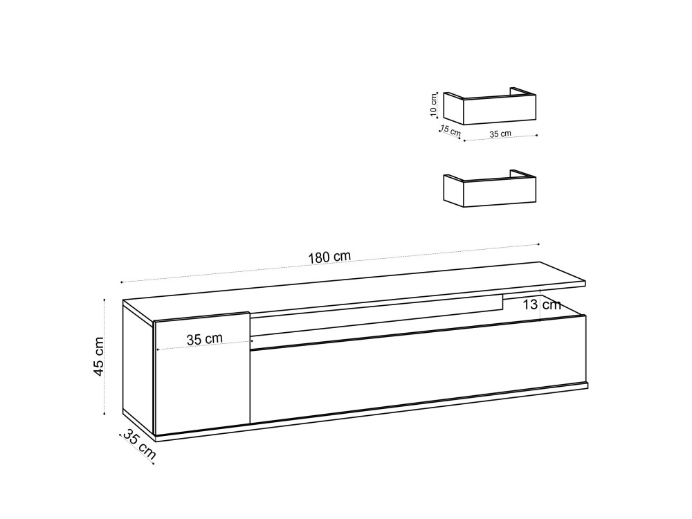 Alika" wooden TV stand - 180 x 35 x...