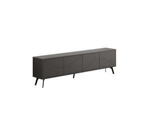Dune" wooden TV stand - 180 x 29 x 50 cm - Charcoal grey