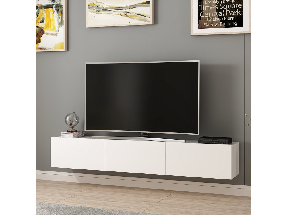 Rigel" wooden wall-hung TV stand -...