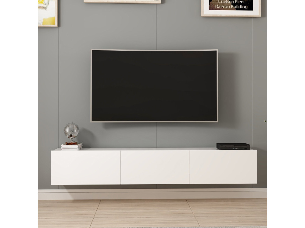 Rigel" wooden wall-hung TV stand -...