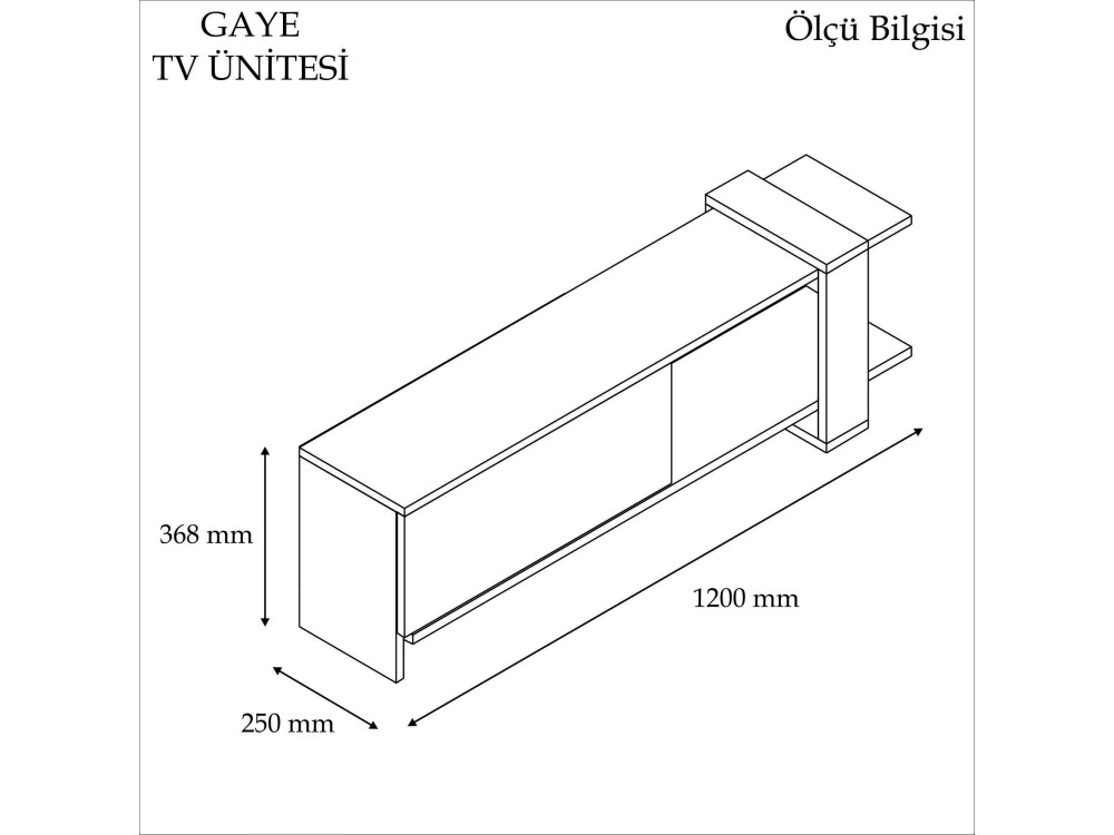 Gaye" wooden TV stand - 120 x 25 x 36...