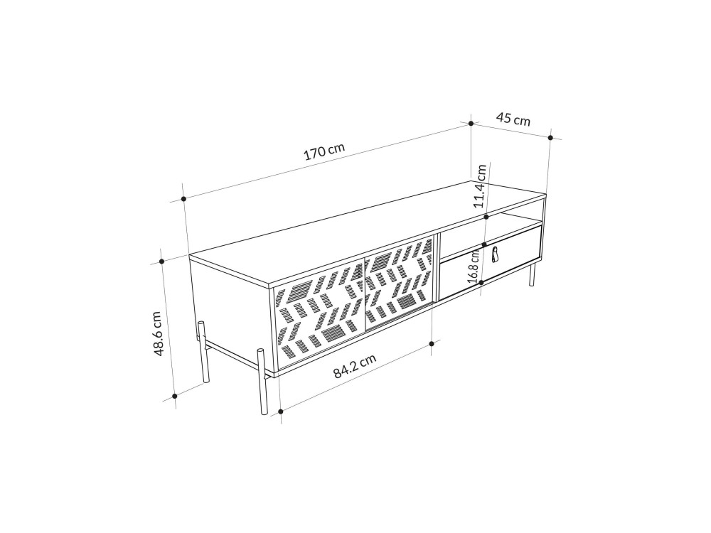 Dionysos" wooden TV stand - 170 x 45...