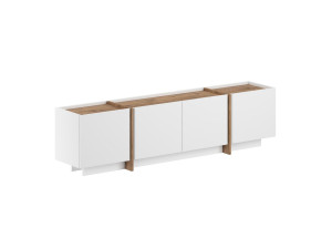 Lowen" wooden TV stand - 180 x 35 x 46 cm - White / Atlantic Pine